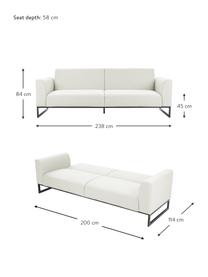 Sofa rozkładana Josephine (3-osobowa), Tapicerka: 100% poliester Dzięki tka, Stelaż: lite drewno sosnowe, skle, Nogi: metal, Beżowa tkanina, S 238 x G 85 cm