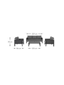 Set lounge para exterior Otavio, 4 pzas., Estructura: aluminio recubierto, Tablero: cerámica, Gris, negro, Set de diferentes tamaños