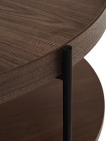 Ronde houten salontafel Renee, Frame: metaal, gepoedercoat, Walnoothout, Ø 90 cm