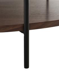 Tavolino rotondo da salotto in legno Renee, Ripiani: pannello di fibra a media, Struttura: metallo verniciato a polv, Legno laccato scuro, Ø 90 cm