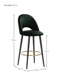Sgabello cucina in velluto Rachel, Rivestimento: velluto (rivestimento in , Gambe: metallo verniciato a polv, Velluto verde scuro, Larg, 48 x Alt. 110 cm