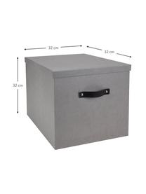 Caja Texas, Caja: cartón laminado, Asa: cuero, Gris claro, An 32 x Al 32 cm