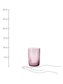 Wassergläser Kusintha in Rosa mit Rillenrelief, 4 Stück, Glas, Rosa, Transparent, Ø 7 x H 10 cm