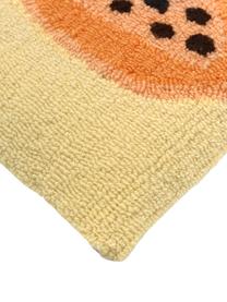 Kissenhülle Ratna mit Papaya-Motiv, Vorderseite: 80% Wolle, 20% Baumwolle, Rückseite: 100% Baumwolle, Mehrfarbig, B 45 x L 45 cm