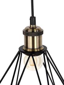 Lampa wisząca w stylu industrial Agnes, Stelaż: czarny, odcienie mosiądzu Klosz: czarny, Ø 21 x W 22 cm