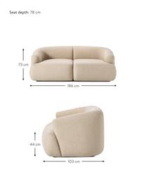 Modulares Sofa Sofia (2-Sitzer), Bezug: 100 % Polypropylen Der ho, Gestell: Fichtenholz, Spanplatte, , Füße: Kunststoff, Webstoff Hellbeige, B 186 x T 103 cm