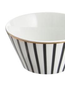 Miseczka Pluto Loft, 4 szt., Porcelana, Czarno-biały ze złotą krawędzią, Ø 10 x W 6 cm
