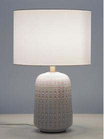 Große Keramik-Tischlampe Iva, Lampenschirm: Textil, Lampenfuß: Keramik, Lampenschirm: WeißLampenfuß: Cremeweiß, Messing, Ø 33 x H 53 cm