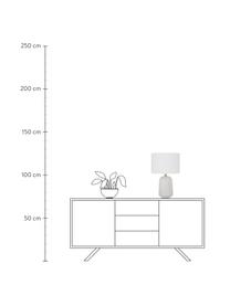 Große Keramik-Tischlampe Iva, Lampenschirm: Textil, Lampenfuß: Keramik, Weiß, Messingfarben, Ø 33 x H 53 cm