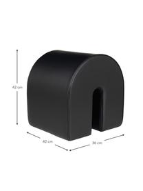 Pouf cuir noir Curved, Noir, larg. 36 x long. 42 cm