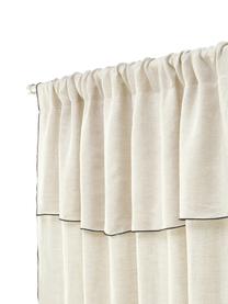 Rideau semi-transparent en lin avec coulisses supérieures Eleonara, 2 pièces, 100 % pur lin, Beige clair, larg. 145 x long. 260 cm