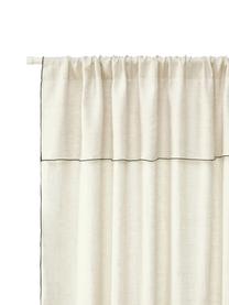 Rideau semi-transparent en lin avec coulisses supérieures Eleonara, 2 pièces, 100 % pur lin, Beige clair, larg. 145 x long. 260 cm