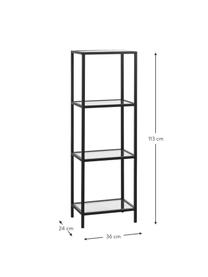 Badregal Sirk, Gestell: Metall, lackiert, Einlegeböden: Glas, Schwarz, B 36 x H 113 cm