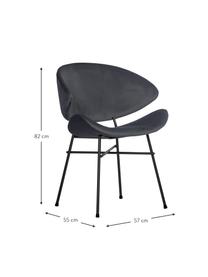 Silla tapizada en terciopelo Cheri, tapizado hidrófugo, Tapizado: 100% poliéster (tercipelo, Asiento: tablero de madera contrac, Estructura: acero con pintura en polv, Terciopelo gris oscuro, negro, An 57 x F 55 cm