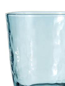 Mundgeblasene Wassergläser Hammered mit unebener Oberfläche, 4 Stück, Glas, mundgeblasen, Blau, transparent, Ø 9 x H 10 cm, 250 ml