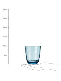 Verre à eau soufflé bouche, surface inégale Hammered, 4 pièces, Verre, soufflé bouche, Bleu, transparent, Ø 9 x haut. 10 cm, 250 ml
