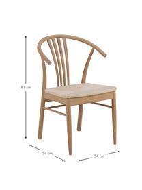 Holz-Armlehnstuhl York mit Binsengeflecht, Gestell: Eichenholz, pigmentiert, Sitzfläche: Binsengeflecht, Eichenholz, B 54 x T 54 cm