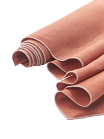 Chemin de table en lin avec passepoil Kennedy, 100 % lin lavé, certifié European Flax, Rouge pastel, larg. 40 x long. 150 cm