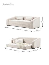 Schlafsofa Eliot (3-Sitzer), Bezug: 88% Polyester, 12% Nylon , Füße: Kunststoff, Webstoff Cremeweiß, B 230 x H 70 cm