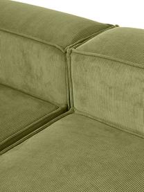 Sofá rinconera modular de pana Lennon, Tapizado: pana (92% poliéster, 8% p, Estructura: madera de pino maciza, ma, Patas: plástico, Pana verde, An 418 x Al 68 cm, chaise longue izquierda