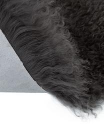 Langhaar-Lammfell Ella, gelockt, Vorderseite: Mongolisches Lammfell, Rückseite: Leder, Dunkelgrau, 50 x 80 cm