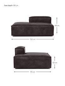 Chaise longue module Lennon van gerecycled leer, Bekleding: gerecycled leer (70% leer, Frame: massief hout, multiplex, Poten: kunststof, Leer bruingrijs, B 150 x H 68 cm, rugleuning rechts