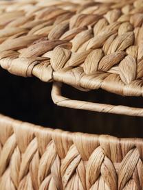 Set de cestas con tapadera Rata, 3 uds., Cesta: jacintos de agua, Estructura: alambre de acero, Marrón, Set de diferentes tamaños