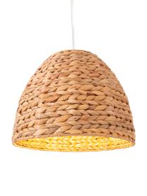 Boho hanglamp Corb, Lampenkap: waterhyacintgras, Baldakijn: kunststof, Bruin, Ø 35 x H 26 cm
