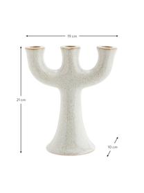 Kerzenhalter Trident, Steingut, Weiß, gesprenkelt, B 19 x H 21 cm