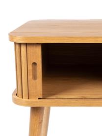 Holz-Nachttisch Barbier mit Schiebetür und geriffelter Front in Hellbraun, Tischplatte: Mitteldichte Holzfaserpla, Hellbraun, B 45 x H 59 cm