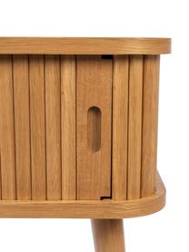 Mesita de noche de madera Barbier, puerta corredera, Tablero: fibras de densidad media , Madera clara, An 45 x Al 59 cm