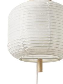 Lampada da parete di design in carta di riso Misaki, Paralume: carta di riso, Decorazione: legno, Baldacchino: metallo verniciato a polv, Bianco, legno chiaro, Ø 30 x Alt. 60 cm