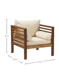 Poltrona da giardino Bo, Struttura: legno di acacia massiccio, Beige, legno scuro, Larg. 72 x Alt. 64 cm