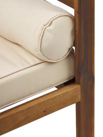 Sillón con cojines de asiento Bo, Tapizado: poliéster (resistente a l, Estructura: madera de acacia maciza a, Madera oscura, beige, An 72 x Al 64 cm