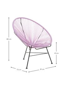 Fauteuil acapulco en plastique tressé Bahia, Lavande, larg. 81 x prof. 73 cm