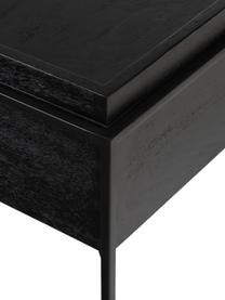 Salontafel Theo met opbergruimte, Frame: gepoedercoat metaal, Raamwerk: zwart gelakt mangohout Frame: mat zwart, 100 x 45 cm