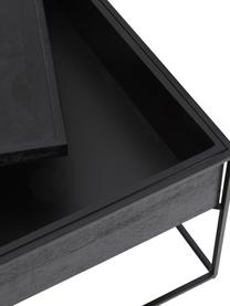 Salontafel Theo met opbergruimte, Frame: gepoedercoat metaal, Raamwerk: zwart gelakt mangohout Frame: mat zwart, 100 x 45 cm