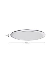 Rond decoratief dienblad Samu, Edelstaal, Zilverkleurig, Ø 28 cm, H 1 cm