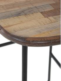 Thekenhocker Tangle aus Teakholz und Metall, Beine: Metall, pulverbeschichtet, Schwarz, B 40 x H 65 cm