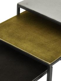 Set 3 tavolini in metallo Dwayne, Ripiani: alluminio rivestito, Struttura: metallo verniciato, Argento, ottonato, bronzo, Set in varie misure