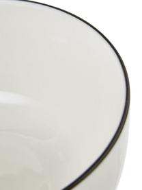 Bols à muesli en porcelaine Facile, 2 pièces, Porcelaine robuste de haute qualité (env. 50 % kaolin, 25 % quartz et 25 % feldspath), Blanc crème avec bord noir, Ø 16 x haut. 8 cm