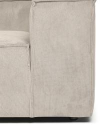 Chaise longue hoekmodule Lennon in beige van corduroy, Bekleding: Koord (92 % polyester, 8 , Frame: massief hout, multiplex, Poten: kunststof, Corduroy beige, B 120 x D 180 cm, hoekdeel links