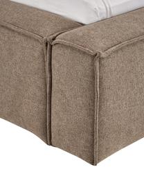 Cama tapizada Lennon, con espacio de almacenamiento, Tapizado: 100% poliéster Alta resis, Estructura: madera de pino maciza con, Patas: madera con certificado FS, Tejido marrón, An 160 x L 200 cm
