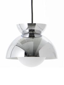 Kleine design hanglamp Butterfly, Lampenkap: gecoat metaal, Diffuser: opaalglas, Chroomkleurig, Ø 21 x H 19 cm