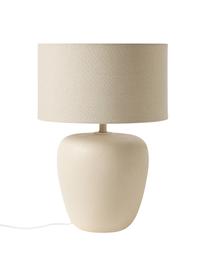 Grote keramische tafellamp Eileen, Lampenkap: linnen (100% polyester), Lampvoet: keramiek, Beige, mat, Ø 33 x H 48 cm