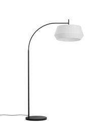 Grote booglamp Dicte van geplooide stof, Lampenkap: stof, Lampvoet: gecoat metaal, Wit, zwart, B 104 x H 180 cm