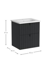 Waschtisch mit Unterschrank Emil mit matter Oberfläche, Griffe: Aluminium, beschichtet, Anthrazit, B 60 x H 67 cm