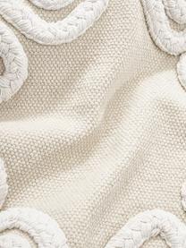 Funda de cojín con tejido capitoné y flecos Inga, 100% algodón ecológico, Beige, An 45 x L 45 cm