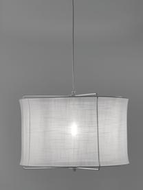 Lampada a sospensione in lino Clouds, Paralume: lino, Struttura: metallo verniciato a polv, Baldacchino: metallo verniciato a polv, Bianco, Ø 50 x Alt. 29 cm