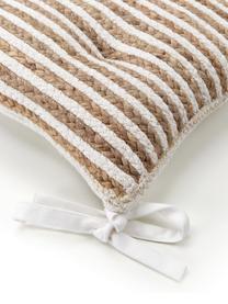 Jute-Sitzkissen Faeka, Vorderseite: Jute, Baumwolle, Rückseite: 100% Baumwolle, Beige, Weiß, B 40 x L 40 cm